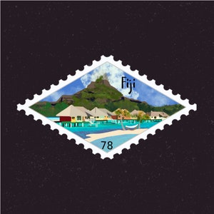 Fidschi Reisestempel Aufkleber | Suva, Yasawa Gruppe, Tavarua, Mamanuca Inseln | Urlaub & Ziel Aufkleber | Koffer, Scrapbook, Laptop