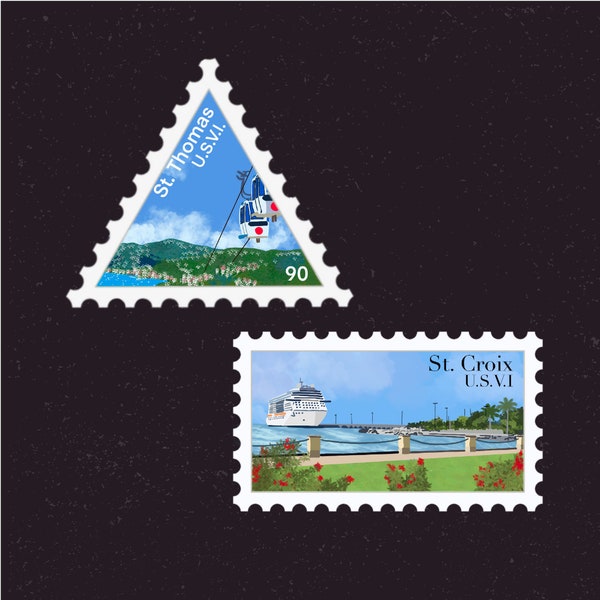 US Virgin Island Travel Stamp Sticker | St. Thomas, St. Croix, Charlotte Amalie| Destination Vacation Decal | Suitcase, Laptop, Scrapbook