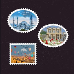 Turkey Travel Stamp Sticker | Istanbul, Hagia Sophia, Blue Mosque, Cappadocia, Ephesus | Destination & Vacation Decal | Suitcase, Laptop