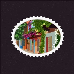 Colombia Travel Stamp Sticker | Bogota, South America, Cartagena, Medellin | Destination Vacation Decal | Suitcase, Laptop, Scrapbook