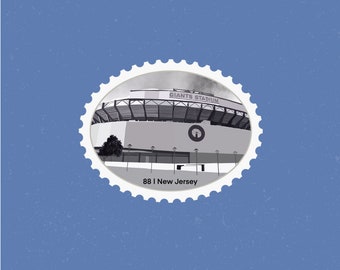 New Jersey Travel Stamp Sticker | MetLife Stadium, New York Giants, Football | Destination & Vacation Decal | Suitcase, Laptop, Scrapbook