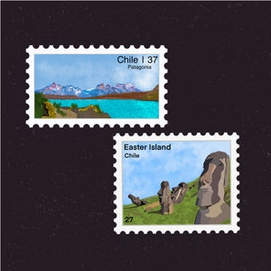 Chile Travel Stamp Sticker | Patagonia, Santiago, Easter Island, Andes | Destination Vacation Decal | Suitcase, Laptop, Scrapbook