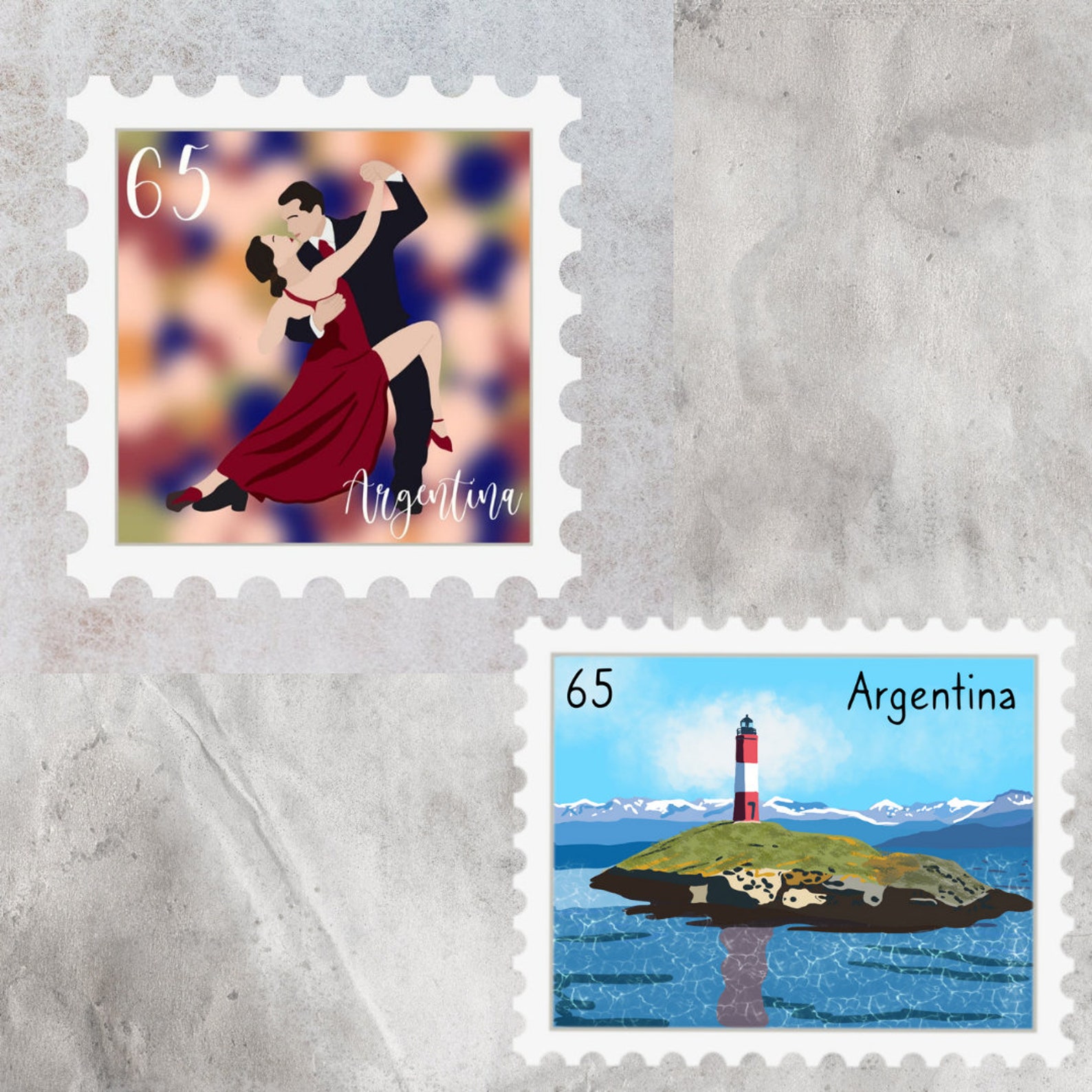 Argentina Travel Stamp Sticker Argentine Tango Ushuaia - Etsy