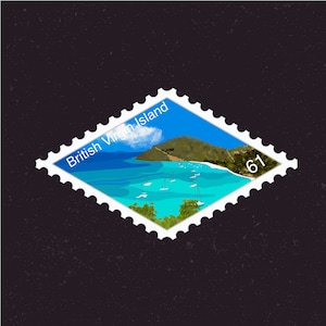 British Virgin Islands Travel Stamp Sticker |Caribbean, Volcanic Island, Road Town| Destination & Vacation Decal|Suitcase, Laptop, Scrapbook