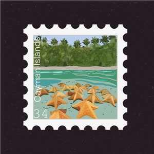 Cayman Islands Travel Stamp Sticker |Caribbean, Grand Cayman, Starfish Point, Water Cay, Seven Mile| Destination & Vacation Decal | Suitcase
