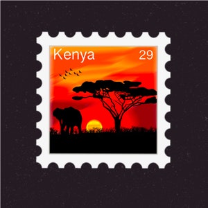 Kenya Travel Stamp Sticker |  Nairobi, East Africa, Great Rift Valley, Safari, Amboseli National Park | Suitcase, Laptop, Scrapbook