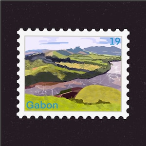 Gabon Travel Stamp Sticker | Central Africa, Libreville, Loango National Park | Vacation & Destination Decal | Suitcase, Scrapbook, Laptop