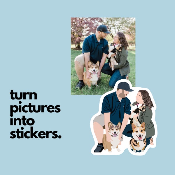 Personalized Stickers | Matte or Glossy | Minimal | Custom Drawing Portrait Sticker | Digital Illustration | Picture Decal | Photo Sticker