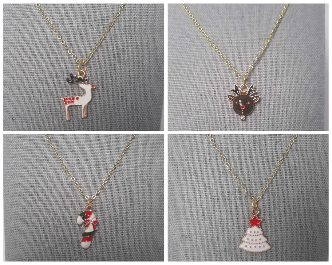 Gold Christmas Charm Necklaces Etsy