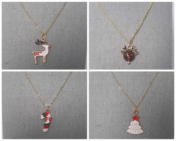 Gold Christmas Charm Necklaces Etsy Singapore