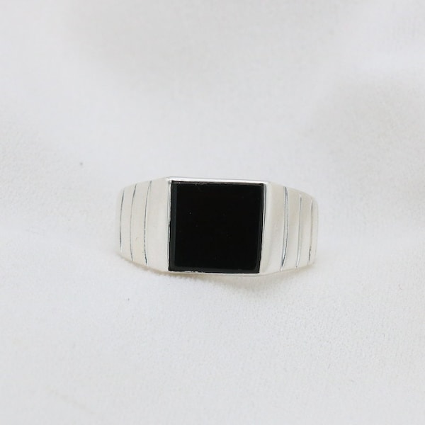 Black Onyx 925 Sterling Silver Ring | Unisex Black Onyx Handmade Ring |  Available in all sizes