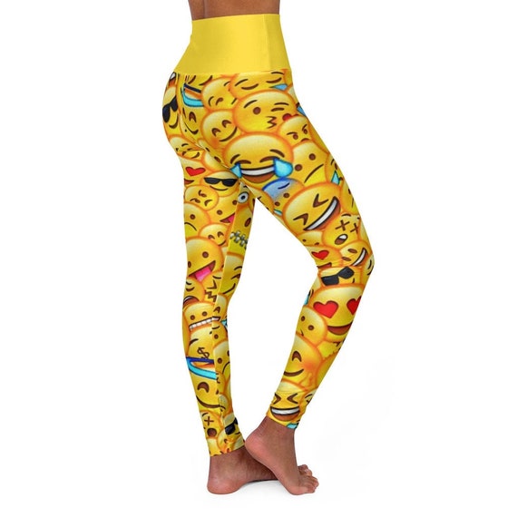 Funny Emoji Leggings Emoticons Themed Womens Yoga Pants Etsy UK