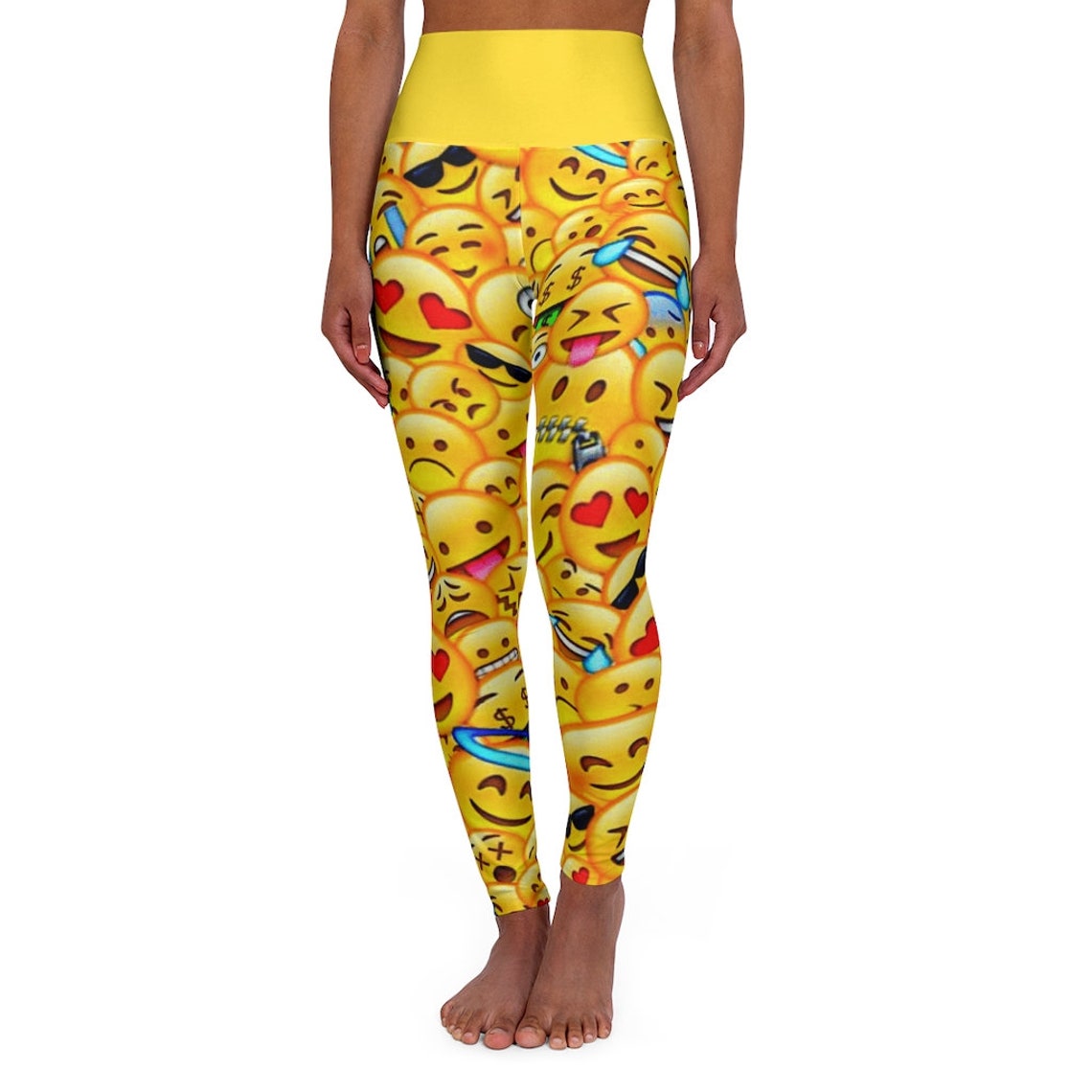 Funny Emoji Leggings Emoticons Themed Womens Yoga Pants Etsy