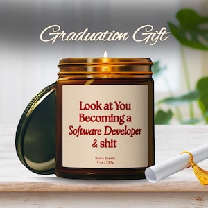 Funny Software Developer Candle, New Future Application Programmer Coders Graduation Gifts, Programming Coding Humor Graduate Gag Gift Ideas