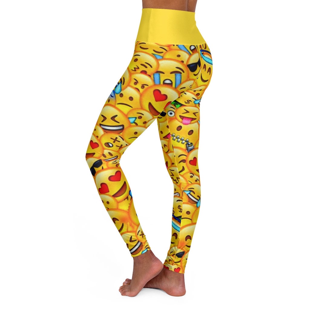 Funny Emoji Leggings Emoticons Themed Womens Yoga Pants Etsy