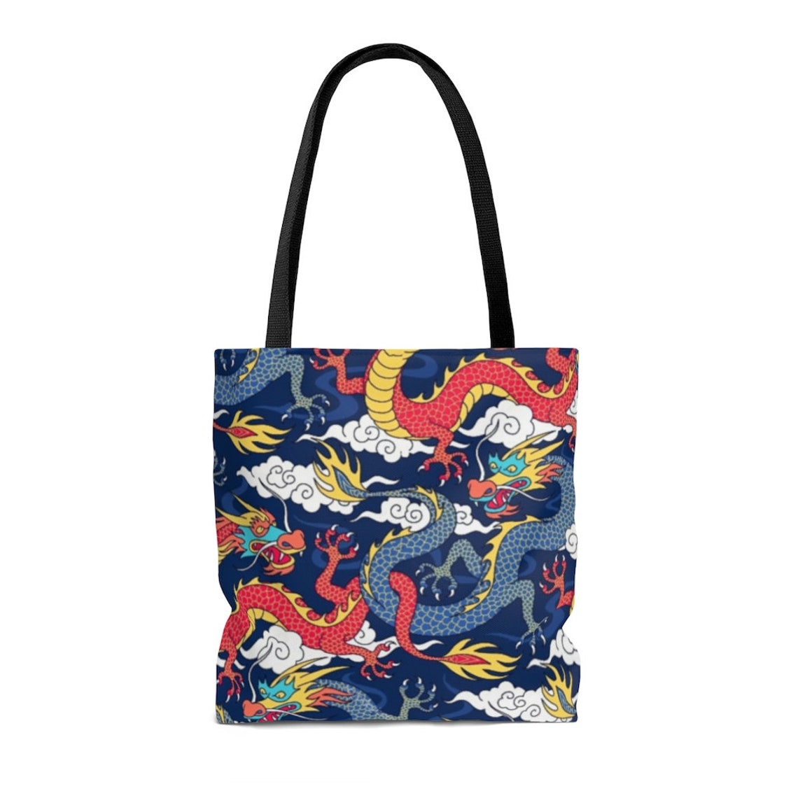 Japanese Dragons Tote Bag Dragon Design Canvas Tote Bag Etsy