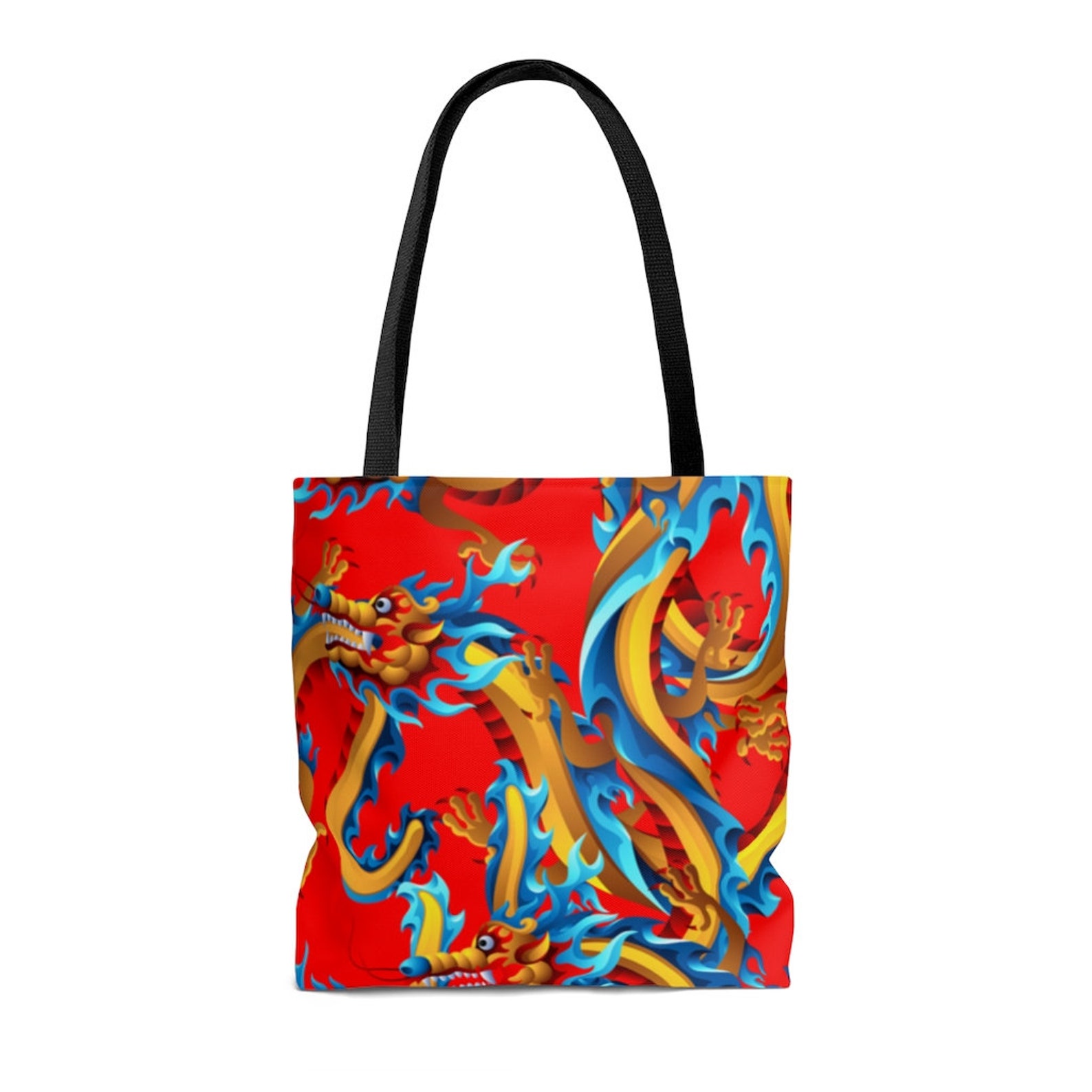 Japanese Dragons Tote Bag Dragon Design Canvas Tote Bag Etsy