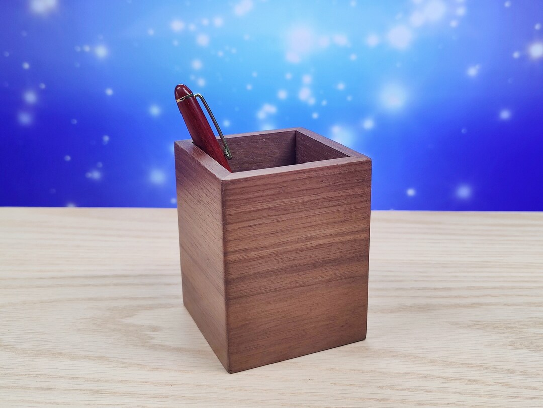 Handmade Pencil Holder Walnut Pen Holder Hand Made Desk Organiser Caddy