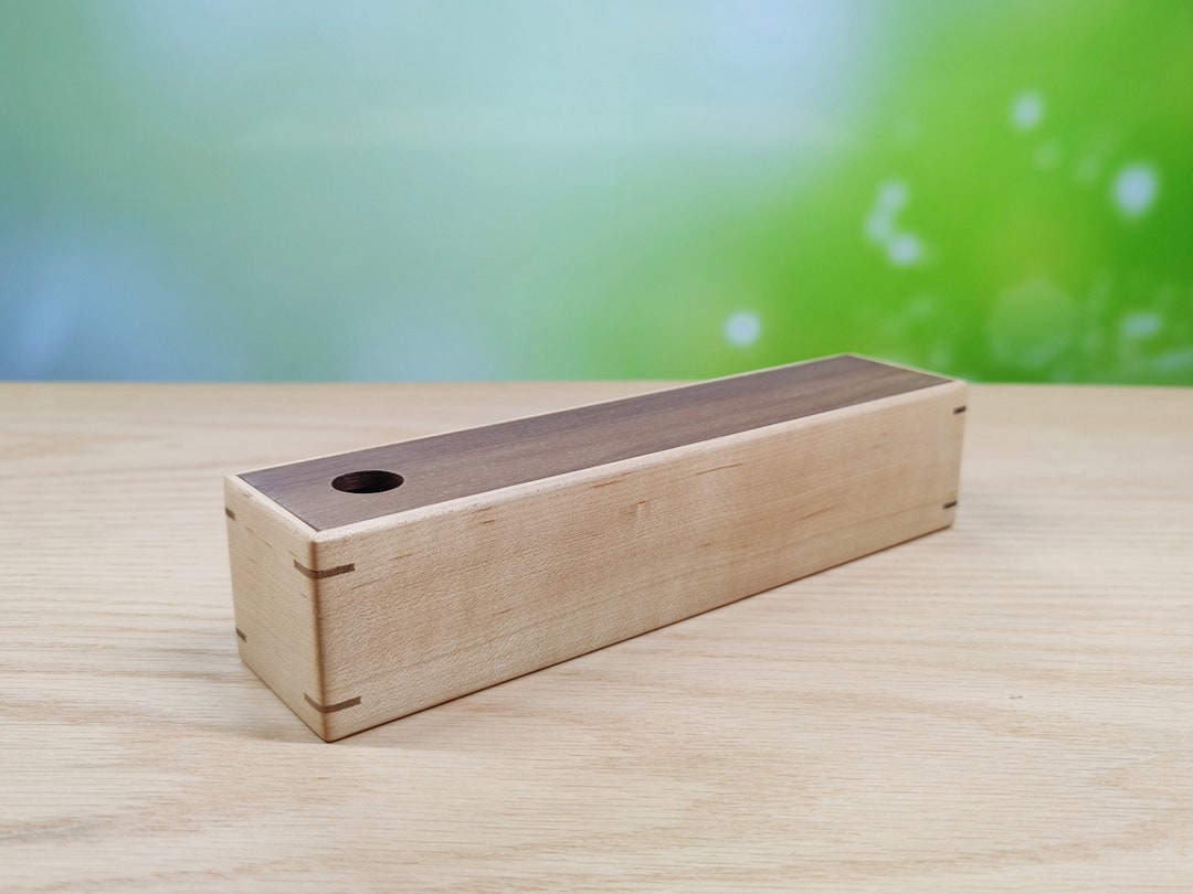 Wooden Pencil Box in American Walnut and Maple Pen Holder Etsy