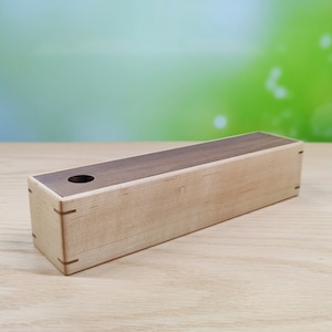 Wooden Pencil Box in American Walnut and Maple | Pen Holder | Desk Organiser | Pencil Case