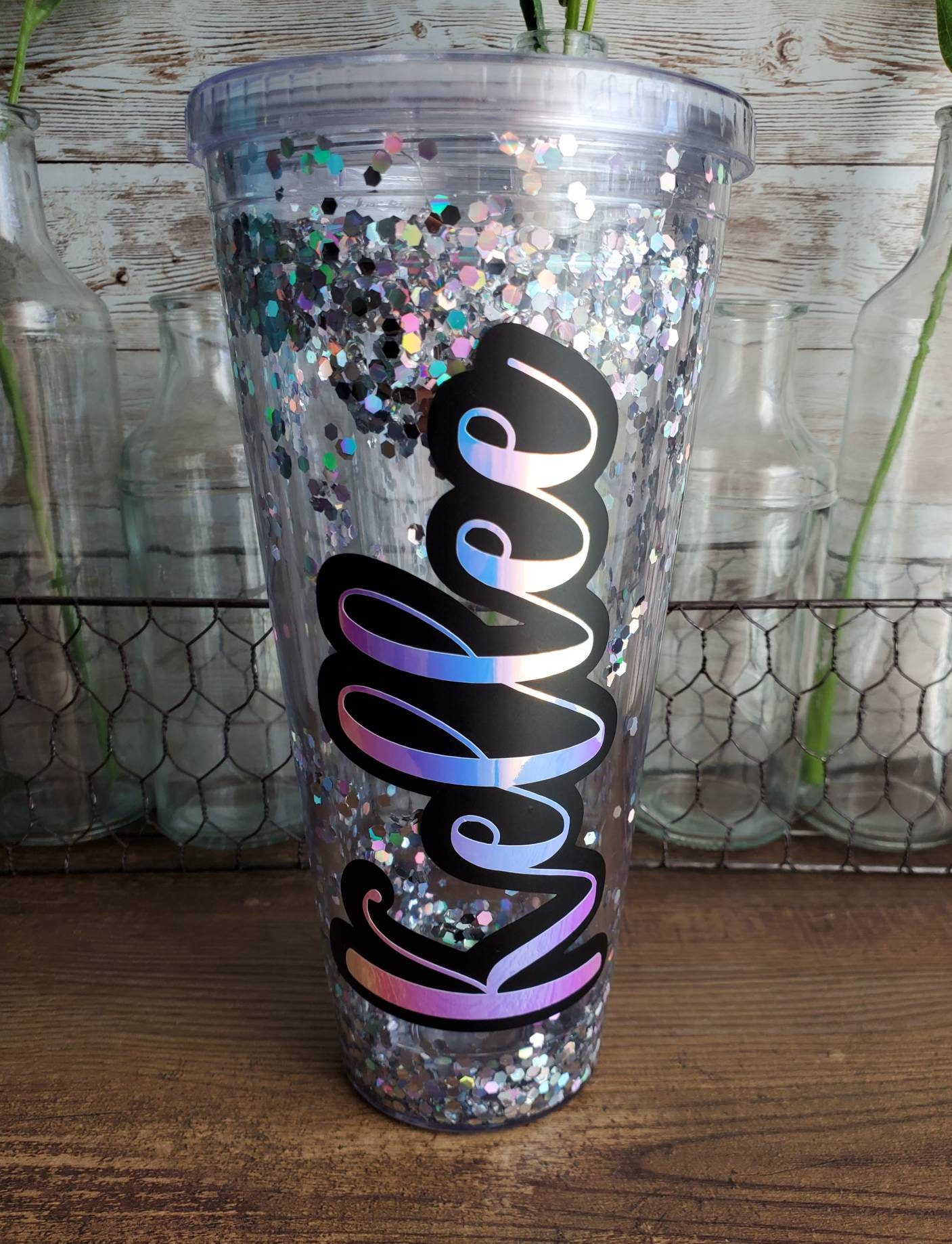 Personalized 32 Acrylic Glitter Tumbler With Straw / Etsy
