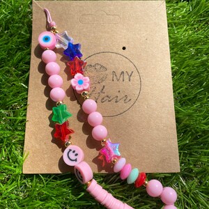 Pink Beaded Phone Charm