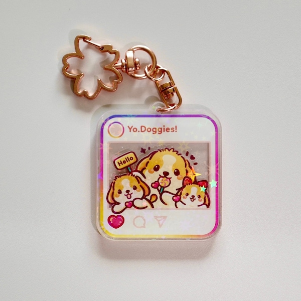 Glitter Acrylic Charm - Double-side charm with key ring | by Yo.Doggies