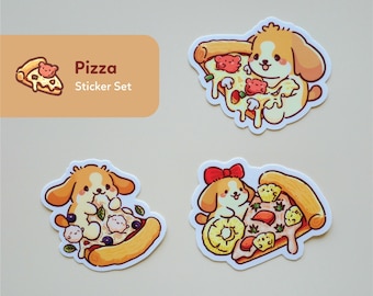 Pizza Sticker Set - 3" X 3" Vinyl stickers | by Yo.Doggies