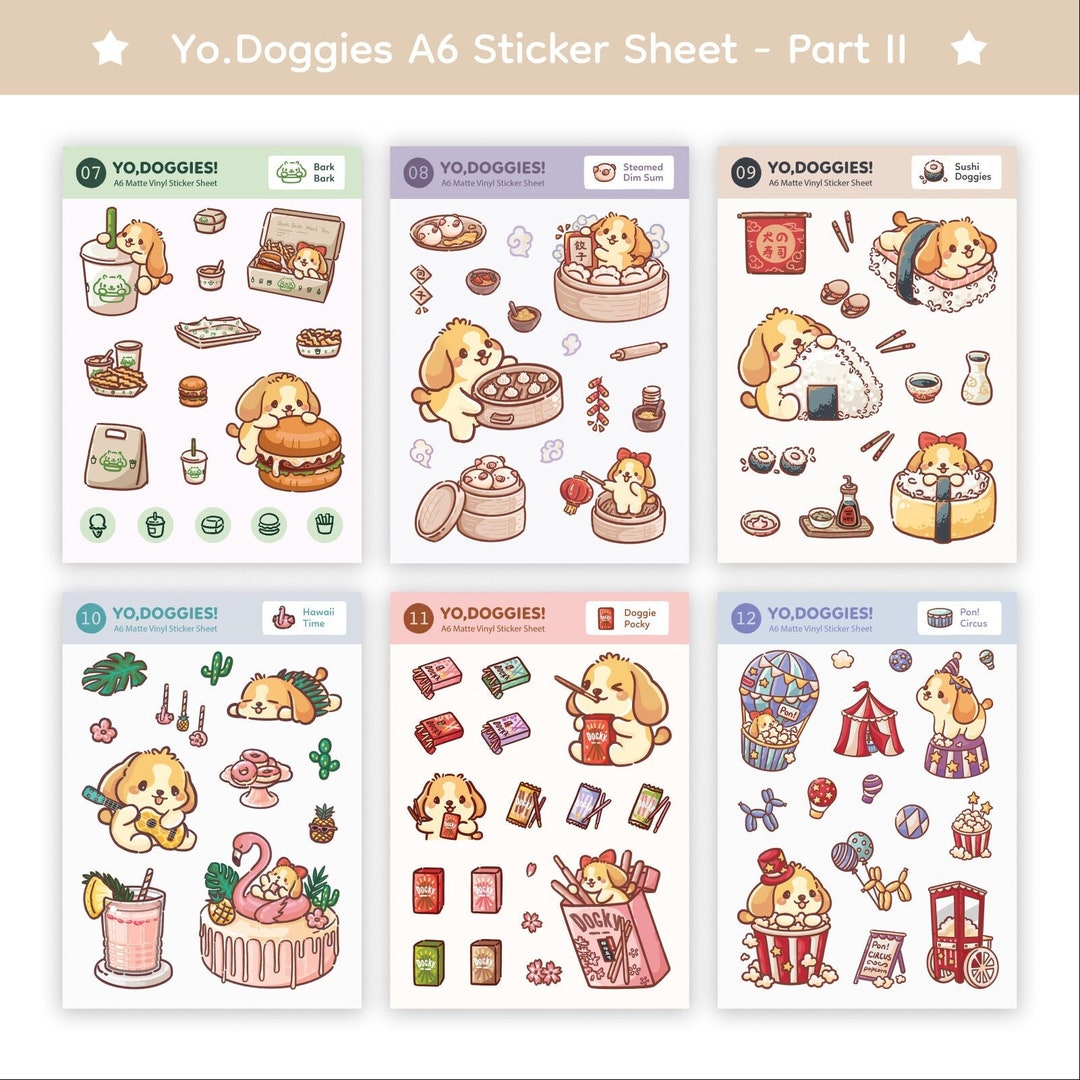 Single Sticker Sheet - A6, Waterproof, Vinyl - Part 2 | by Yo.doggies ...