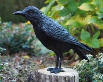 Bronze Raven Male - Garden statue - Interior - Garden decoration - 37x13x55cm