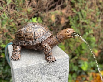 Tortuga de Bronce - Estatua de jardín - Interior - Decoración de estanque - Fuente - 34x26x14cm - 3,5 Kg