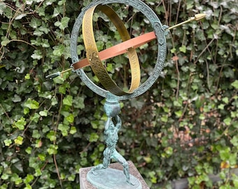 Bronze Sundial - Garden statue - Garden decoration - 70x33x35cm