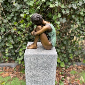 Bronze dreaming girl Garden statue Interior Garden art 28x23x12cm 4.5 KG image 7