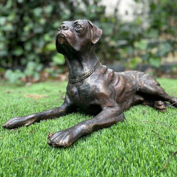 Boxer Dog Garden Statue Etsy