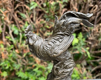 Bronzehahn – Ornament – Innenbereich – Skulptur – Tierfigur – 16,1 x 7 x 8,8 cm – 4,2 kg