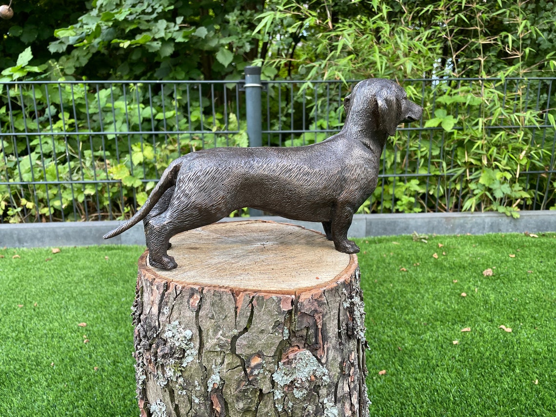 Bronze Dog Dachshund Sculpture Interior Office Etsy