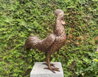 Bronze Rooster - Garden statue - Garden decoration - Birds - Ornament - Interior - office - 53x25x50cm - 5.9Kg