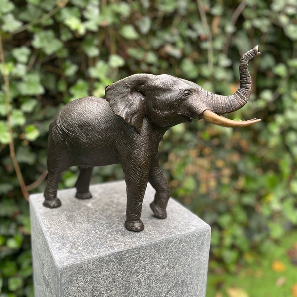 Bronze Elephant - Garden statue - Sculpture - Interior - Office - 29x14x37cm