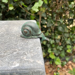Bronze Snail - Garden statue - Garden decoration - Office - 6x3x7cm - 0.1 Kg