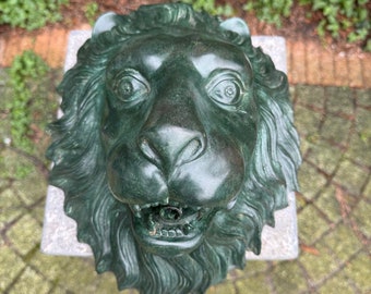 Bronze Lion Head Fountain - Garden Statue - Garden Decoration - Pond - 25x15x30cm - 3Kg