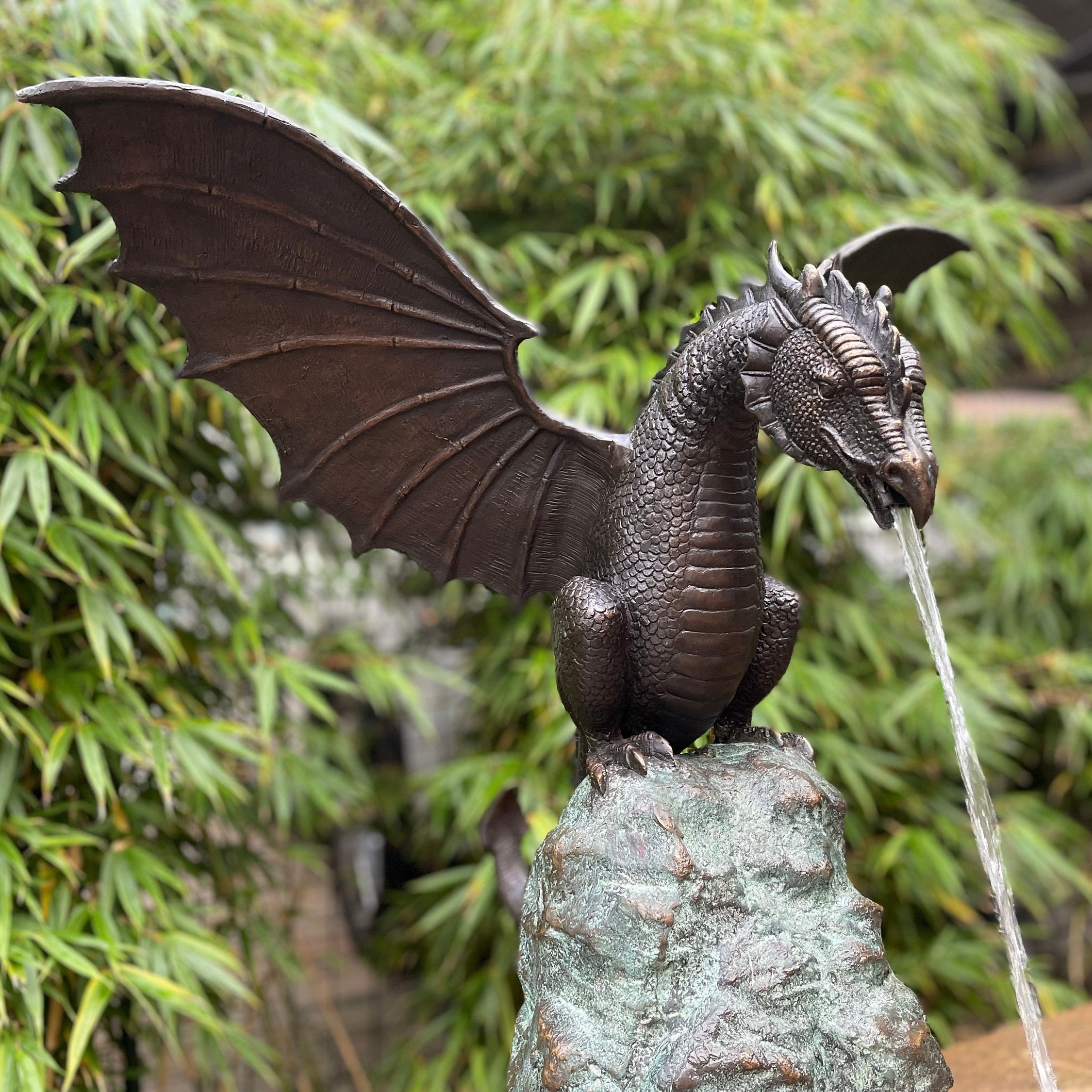 Statue de Jardin Dragon Extérieur Noir Antique 70cm Grossiste Statue