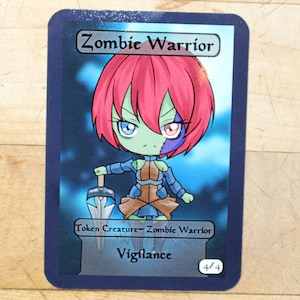 4/4 zombie warrior Token singles  alter art, Edh,standard,commander,vintage,and modern-cute af-mega chibi