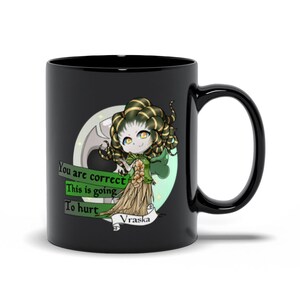 Chibi Vraska Mtg Inspired Black Mugs, Perfect Gift For Fans Of Magic The Gathering And Mega Chibi Design That Anyone Will Surly Love!