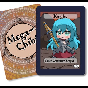 Knight 2-2 TokenToken singoli per alter art, Edh, standard, comandante, vintage e moderno-carino af-mega chibi