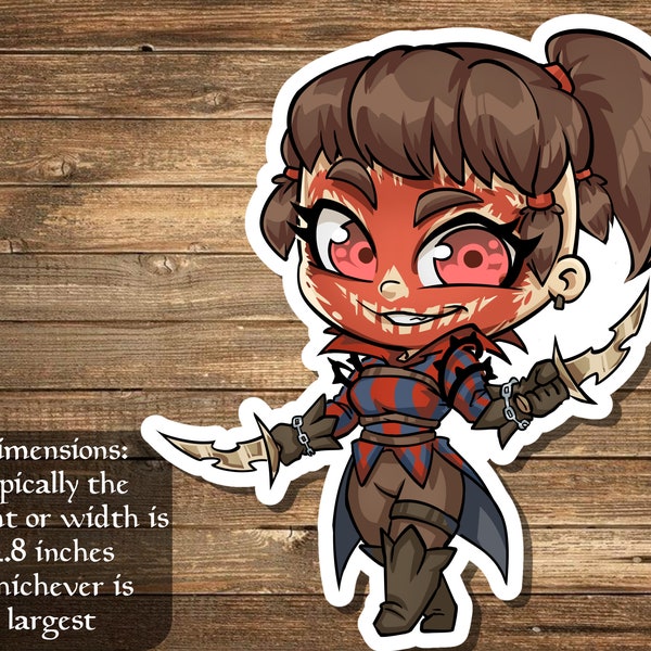 Massacre Girl sticker- perfect for Deck boxes, laptops, journals, planners+ by Mega chibi