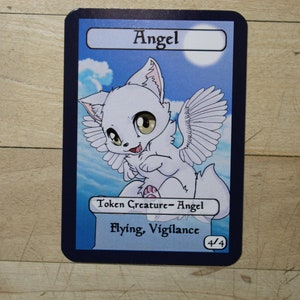 4/4 flying vigilance angel  Chibi-Styled singles Tokens Mtg inspired- Perfect for using as creature tokens in game