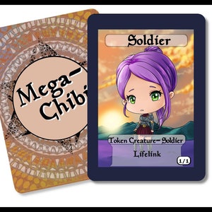 Soldier 1-1 Lifelink singles for  alter art, Edh,standard,commander,vintage,and modern-cute af-mega chibi