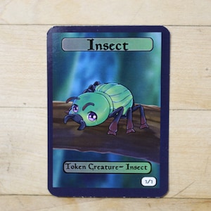 1/1 blue green insect token chibi singles for  alter art proxy in Edh,standard,commander,vintage,and modern