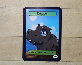1/1 Green Hippo Chibi-styled Singles Tokens Mtg Inspired- Perfect