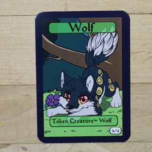 Wolf Chibi-Styled singles Tokens  &quot;M-21&quot; Mtg inspired- Perfect for using as creature tokens in game